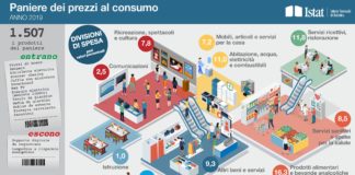 Istat, il paniere dei prezzi al consumo 2019.