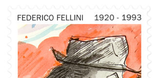Poste Italiane, francobollo celebrativo del centenario della nascita di Federico Fellini.
