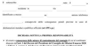 Coronavirus, nuovo modello di autocertificazione, bisognerà dichiarare la non positività.