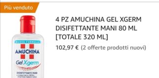 Coronavirus, rincari ingiustificati su Amazon per Amuchina e mascherine, denuncia del Sinlai.