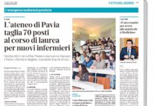 Coronavirus, Nursing Up: Scandaloso taglio di 70 posti al corso laurea infermieri a Pavia, emergenza non ha isegnato nulla. De Palma: Intervenga subito il ministro dell’università Manfredi.