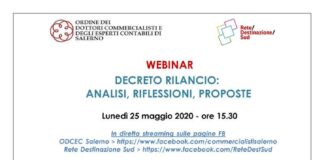 Decreto Rilancio: analisi, riflessioni, proposte, confronto tra commercialisti di Salerno, Milano, Roma e Bari.