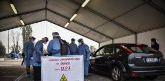 Inaugurato drive through dell’Esercito per tamponi personale scolastico, capaccità di 500 test rapidi al giorno, ma può arrivare a 800.