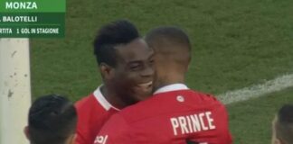Monza, Balotelli a segno dopo appena 4 minuti contro la Salernitana.