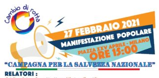 Cambio di Rotta, manifestazione sabato 27 in piazza XXV Aprile