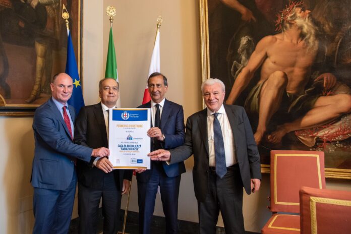 Dir Gen Bcc Milano Giorgio Beretta - Pres Unitalsi Lombardia Vittore De Carli - Sindaco di Milano Giuseppe Sala - Presidente BCC Milano Giuseppe Maino