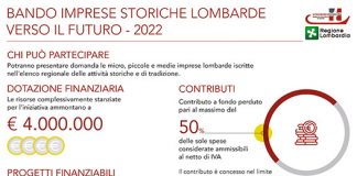Al via il bando per le imprese storiche, stanziati contributi per 4 milion, domande da mercoledì 15.