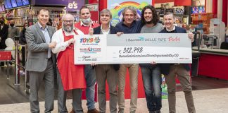 Oltre 300mila euro raccolti nei negozi Toys Center e Bimbostore a favore de I Bambini delle Fate con la “Banca del Tempo Sociale” e “PizzAut”.