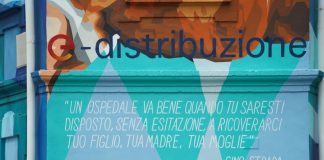 E-distribuzione, omaggio a Gino Strada alla cabina di viale Italia a Sesto.