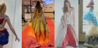 Studenti di Milano a rappresentare l’Italia ad Abu Dhabi con il loro abiti di moda fatti di rifiuti.