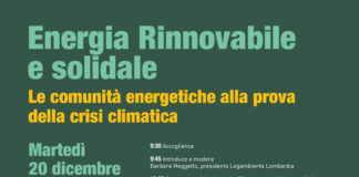 Energia rinnovabile e solidale, il futuro delle comunità energetiche, martedì 20 alla Cascina Nascosta a cura di Legambiente.