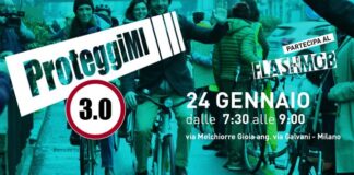 Legambiente ProteggiMi: ciclabile umana a Milano in via Galvani angolo Gioia martedì 24 per chiedere sicurezza e meno auto.