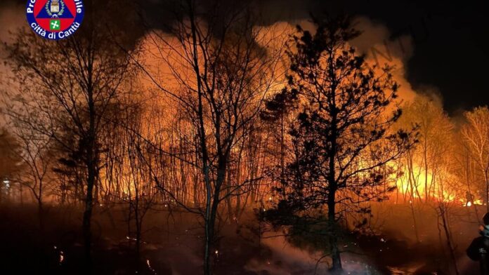 incendio parco groane - protezione civile città di cantù