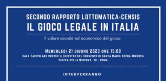 Rapporto Lottomatica-Censis sul gioco legale in Italia, mercoledì 21 a Palazzo della Minerva (Senato)