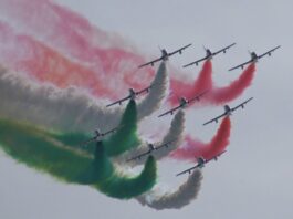Monza, le Frecce Tricolori sorvolano l’autodromo