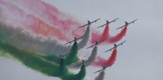 Monza, le Frecce Tricolori sorvolano l’autodromo