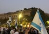 Guerra a Gaza, presidio della comunità ebraica a sostegno di Israele in Piazza Castello, presente anche Fontana