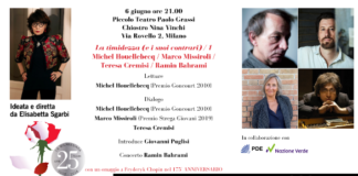 La Milanesia, altra serata al Piccolo Teatro Grassi, ospiti Michel Houellebecq, Marco Missiroli e Ramin Bahrami