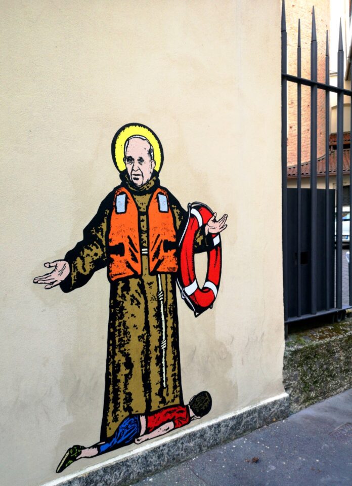 Franciscus – The Hope Pope Francis Papa Francesco Murale Murales Mural Caritas Ambrosiana Milano Street art artist aleXsandro Palombo 1a