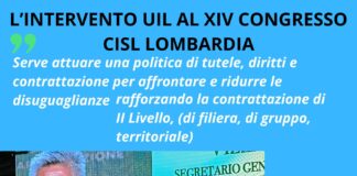 Congresso Cisl Lombardia, Vizza (Uil): importante sindacato confederale forte