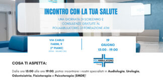 Incontro con la tua salute, prevenzione giovedì 19 al Poliambulatorio Fondazione ATM
