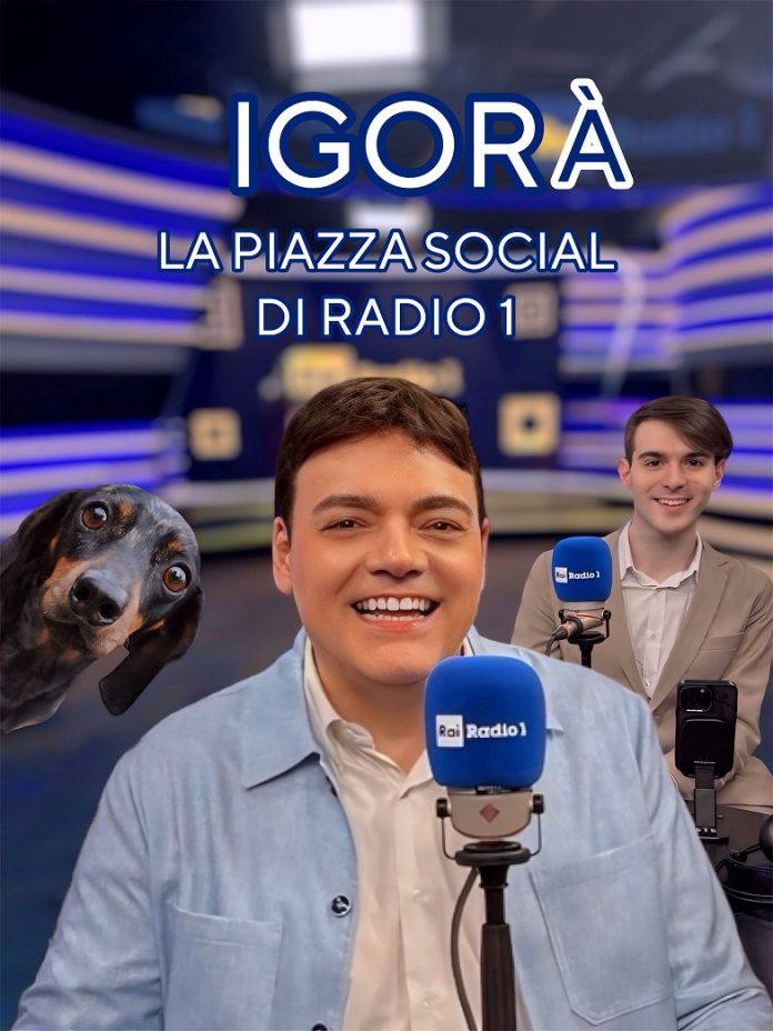 Cover_del_programma_Igorà_-_La_piazza_Social_di_Radio1_con_il_bassotto_Byron_e_l'influencer_Lorenzo_Castelluccio
