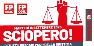 Sciopero precari PNRR Giustizia martedì 16