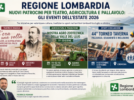 Regione Lombardia, tre nuovi patrocini per cultura, agricoltura e sport tra estate e autunno 2026